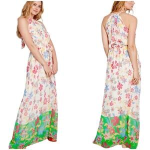 ModCloth Illuminated Elegance Cream Multi Floral Chiffon Maxi Dress Medium